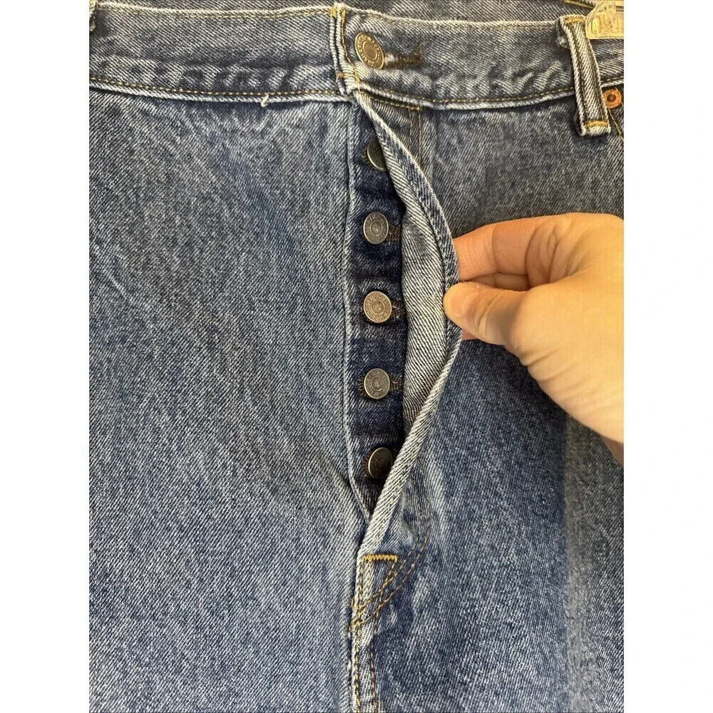Levi's 501 Men’s Blue Denim Jeans Size 42x30 Button Fly Medium Wash